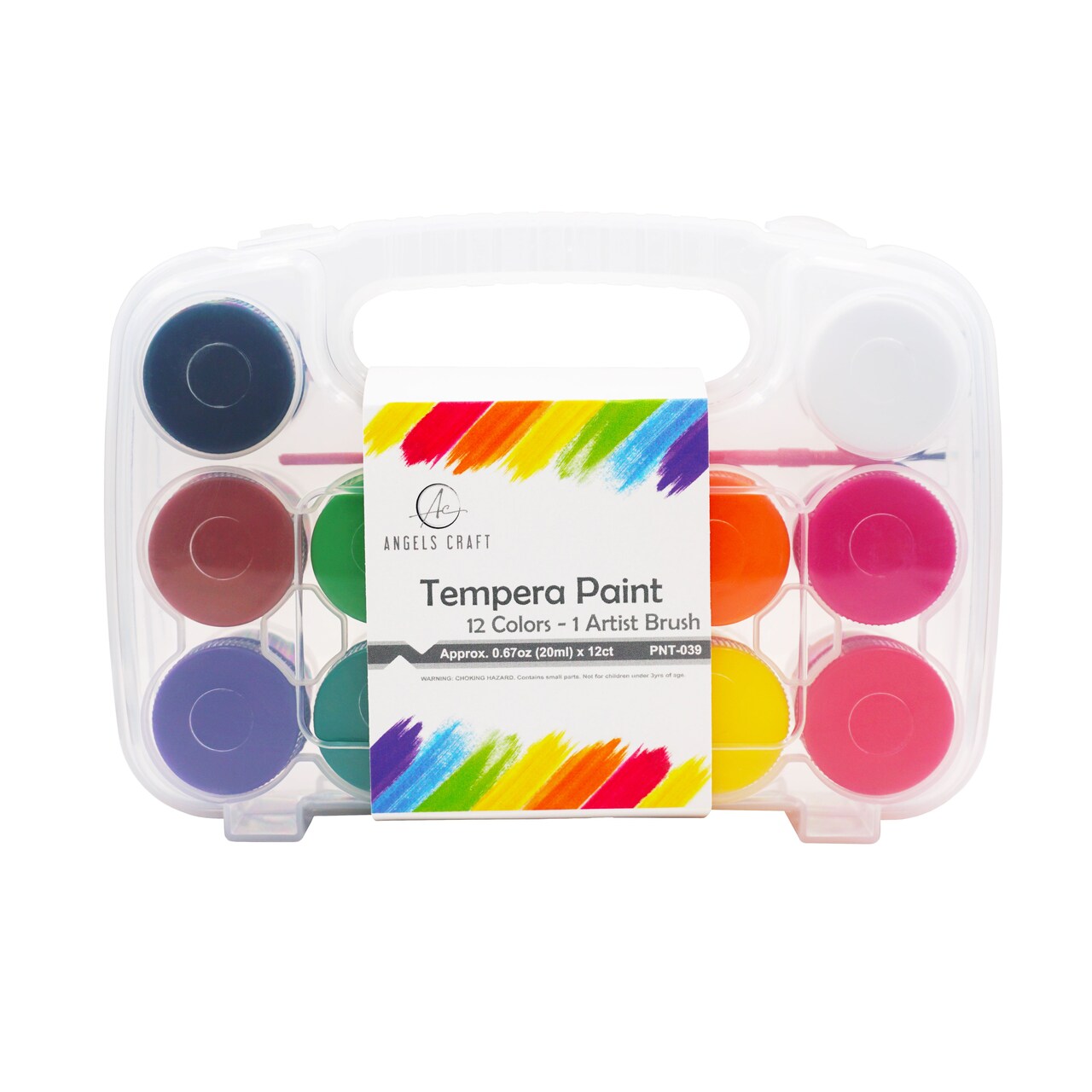 Angels Craft Tempera Paint Set Kit Includes 12 Colors 1 Carrying Case & 1 Artist Brush